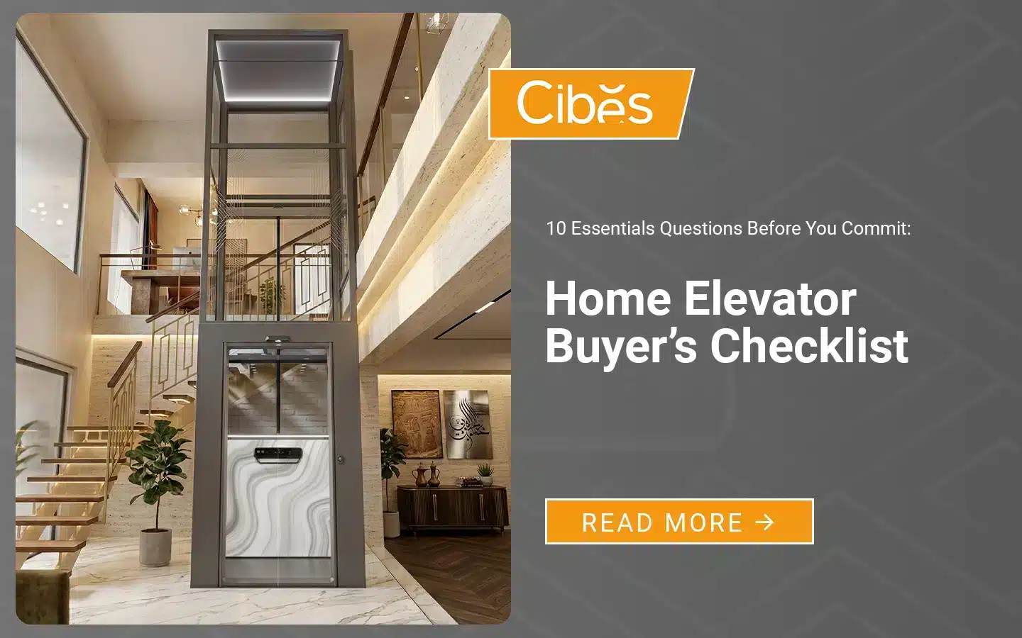 Modern glass home elevator installed in a luxury villa with panoramic shaft and staircase design.
