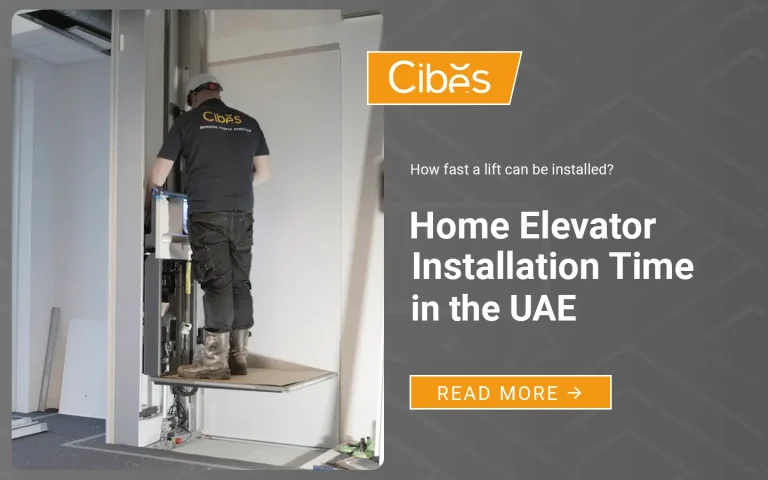 Cibes technician installing a home lift, showing the installation process for residential lifts in the UAE.
